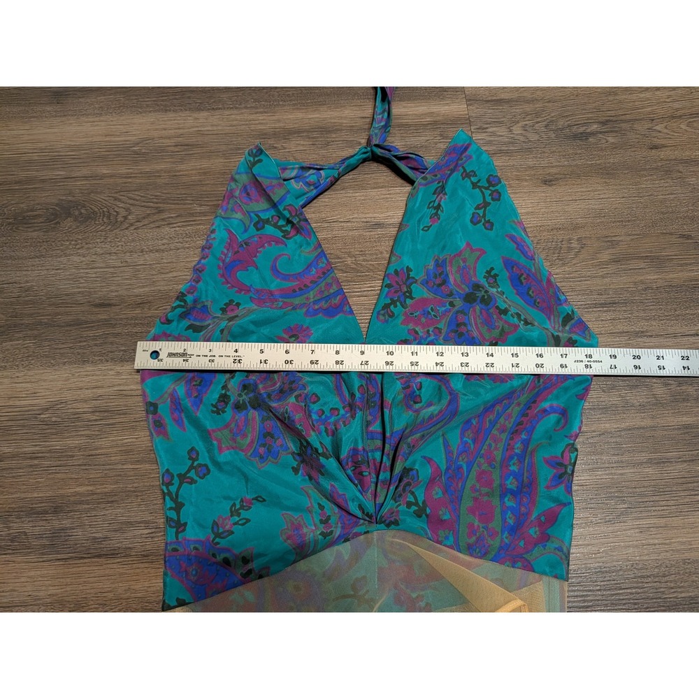 Ralph Lauren Purple Label Jarvis Paisley Silk Habotai Scarf Halter Top M/L? READ - Picture 8 of 9